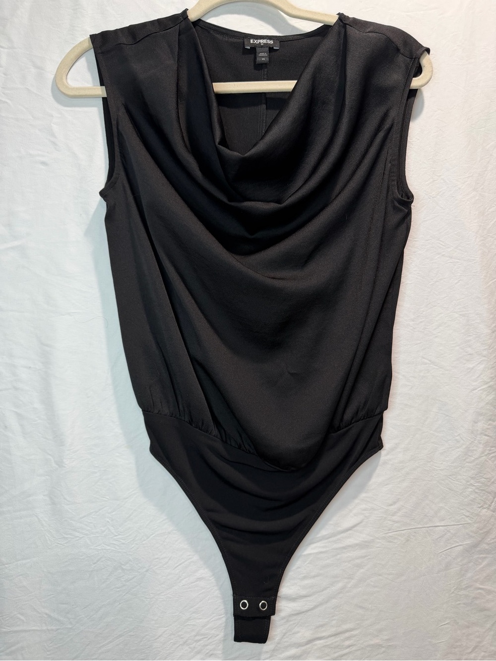 Express Black Draped Cowl Neck Sleeveless Bodysuit